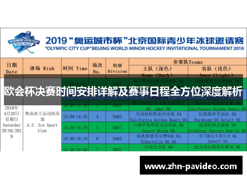 欧会杯决赛时间安排详解及赛事日程全方位深度解析